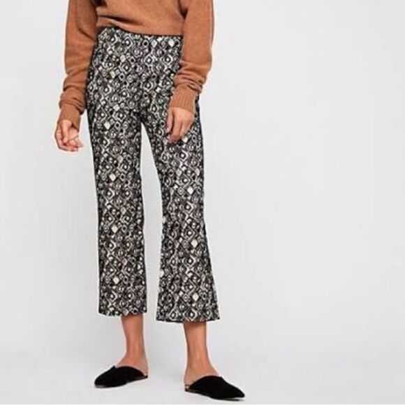Free People Mod Metallic Kick Flare Cropped Pant - Picture 2 of 10